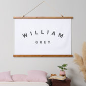 Witte/grijze minimalistische naam Nursery Decor Hangend Wandkleed (Slaapkamer)