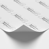 Witte grijze monogram naam initialen effen stijlvo cadeaupapier (Hoek)