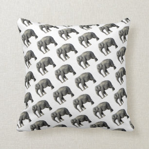 Witte, grijze olifant afdrukken kussen