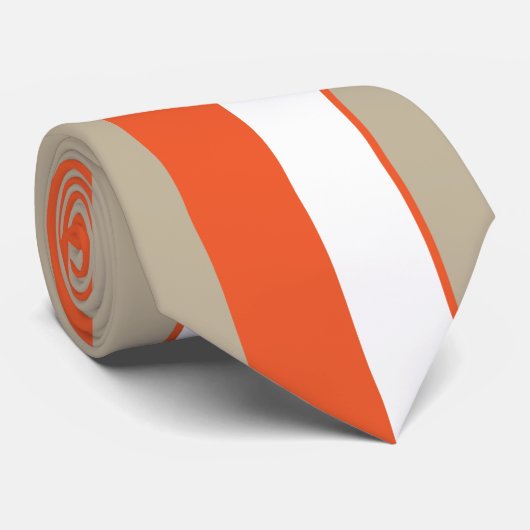 Witte grijze Oranje strepen Stropdas (Opgerold)