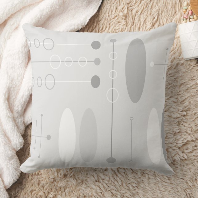 Witte grijze ovale cirkels en linnenPatroon Kussen (Deken)