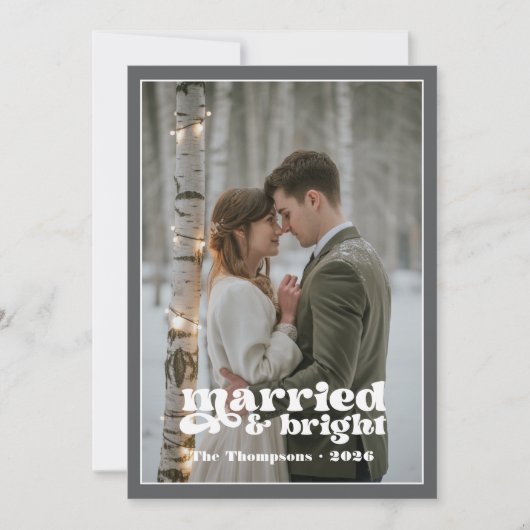 Witte & Grijze Passen getrouwd Kerst Feestdagenkaart (Voorkant)