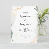 Witte grijze pastel bruiloft uitnodiging (Staand voorkant)
