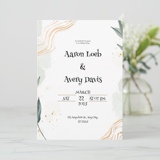 Witte grijze pastel bruiloft uitnodiging (Staand voorkant)