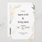 Witte grijze pastel bruiloft uitnodiging (Voorkant / Achterkant)