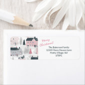 Witte, Grijze, Roze Kerst  Huizen Etiket (Insitu)