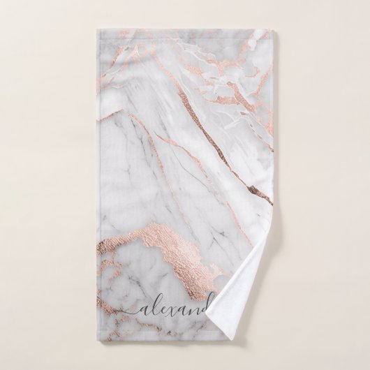 Witte grijze roze roze roodbruine marmer bad handdoek (Handdoek)