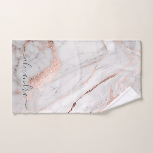 Witte grijze roze roze roodbruine marmer bad handdoek (Handdoek)