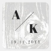 Witte Grijze Rustieke Woodgrain Textuur Winter Bru Vierkante Sticker (Voorkant)