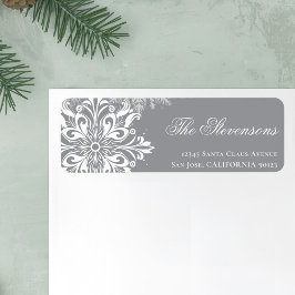 Witte Grijze Sneeuwvlokken Kerstretour Adres Etiket