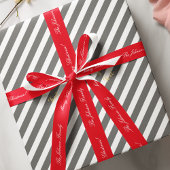 Witte Grijze Strepen Gouden Tekst Kerstmis Verjaar Cadeaupapier