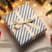Witte Grijze Strepen Gouden Tekst Kerstmis Verjaar Cadeaupapier