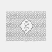 Witte & Grijze Strepen & Quatrefoil Geometrisch Fleece Deken (Voorkant (Horizontaal))