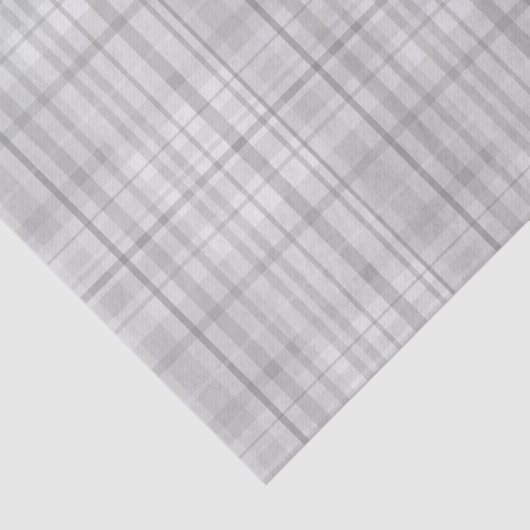Witte & Grijze Tartan Plaid Patroon Print Tissuepapier (Detail)