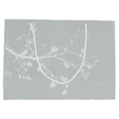 Witte Grijze Vogel takken Bruiloft Groot Cadeauzakje (Achterkant)