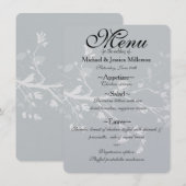 Witte Grijze Vogel takken Bruiloft Menu (Voorkant / Achterkant)