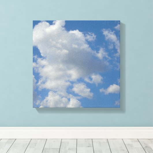 Witte/grijze wolken en blauwe hemel canvas afdruk (Insitu (Houten vloer))