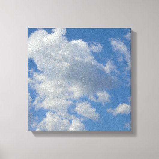 Witte/grijze wolken en blauwe hemel canvas afdruk (Voorkant)