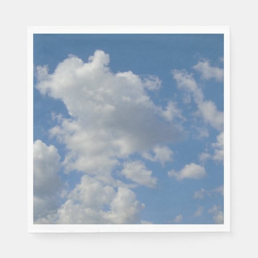 Witte/Grijze Wolken en Blauwe Hemel Servet (Voorkant)