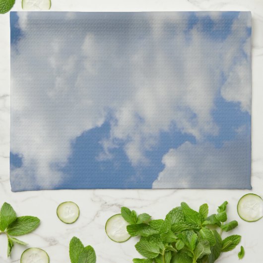 Witte/Grijze wolken en Blue Sky Kitchen Towel Theedoek (Gevouwen)
