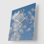 Witte/grijze wolken en Blue Sky Square Clock Vierkante Klok (Hoek)