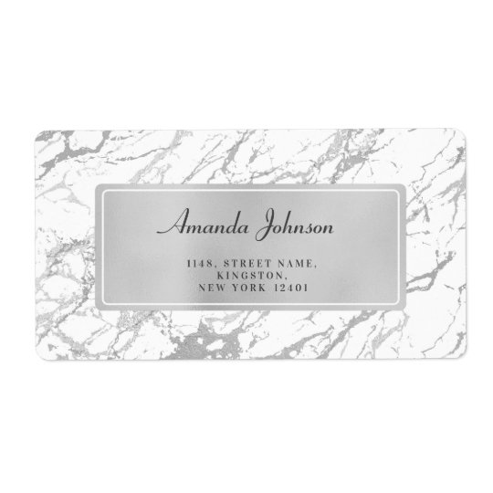 wandelen Jane Austen landheer Witte grijze zilver Marble Return-adreslabels Etiket | Zazzle.nl