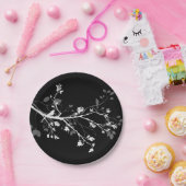 Witte Grijze Zwarte Vogel takken Papieren Bordje (Feest)