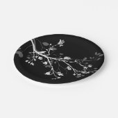 Witte Grijze Zwarte Vogel takken Papieren Bordje (Gekanteld)