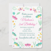 Witte grillige tuin vlinder meisjes verjaardag kaart (Voorkant)