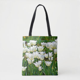 Witte grillige Tulpen Bloemenkunst Canvas tas