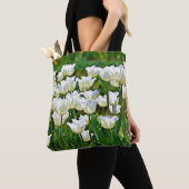 Witte grillige Tulpen Bloemenkunst Canvas tas (Dichtbij)