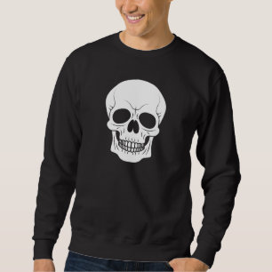 Witte Grinning Skull Silhouette Eenvoudige Hallowe Trui