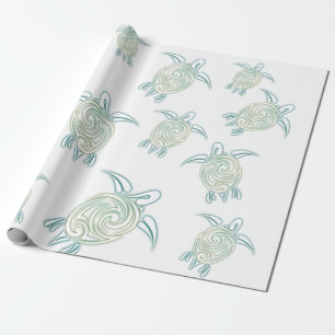 Witte Groen van het Patroon van de Schildpadden Cadeaupapier