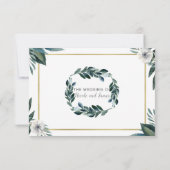 Witte Groene Bladeren Anemoon Bloemen RSVP Antwoor Kaartje (Achterkant)