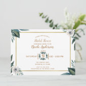 Witte Groene Bladeren Anemoon Bloemrijke Bruidsont Kaart (Staand voorkant)