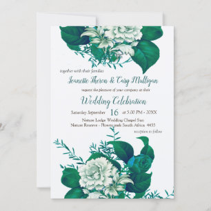 Witte / Groene / Blauwe Bloemen op Crisp Wit Kaart