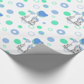 Witte Groene Blauwe Olifanten Met Ballonnen Gift W Cadeaupapier (Hoek)