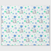 Witte Groene Blauwe Olifanten Met Ballonnen Gift W Cadeaupapier (Vlak)