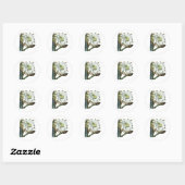 Witte groene bloeiende cactus woestijn Plant Ronde Sticker (Vel)