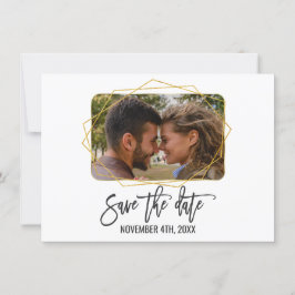 Witte groene bloem gouden lijst foto save the date