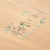 Witte Groene Bloemen Acryl Huwelijksuitnodigingen Acryl Uitnodigingen (Laagn)