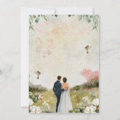 Witte & Groene Bloemen Huwelijksuitnodiging Kaart (Achterkant)