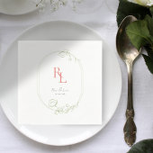 Witte Groene Bloemen Monogram Bruiloft Servetten