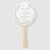 Witte Groene Bloemenkrans Boho Wedding Programma Handwaaier (Voorkant)