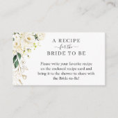 Witte Groene Bloemige Bruidsdouche Recept Verzoek Informatiekaartje (Voorkant)