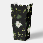 Witte groene bloempatroon op zwarte popcorn bedankdoosjes (Voorkant)