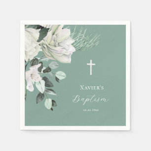 witte groene boeket Doop Servet