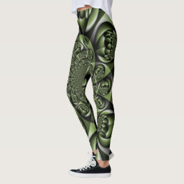 Witte Groene Bos Mini Bollen Leggings