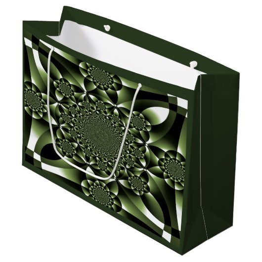 Witte Groene Bosblad Bloemblaadjes Groot Cadeauzakje (Voorkant Gekanteld)