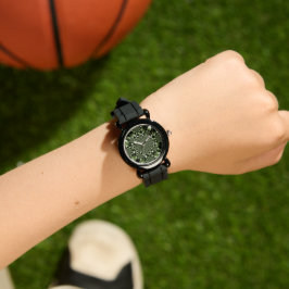 Witte Groene Bosblad Bloemblaadjes Horloge